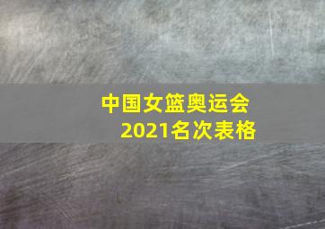 中国女篮奥运会2021名次表格