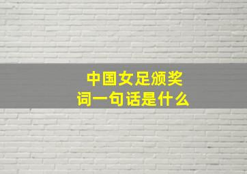 中国女足颁奖词一句话是什么