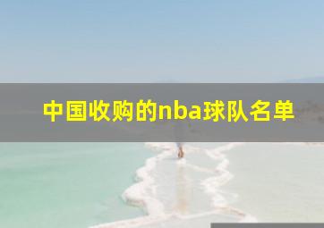 中国收购的nba球队名单