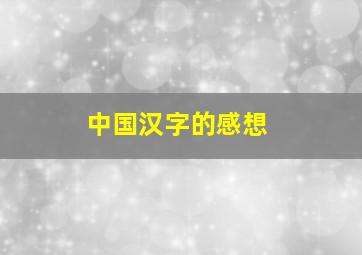 中国汉字的感想