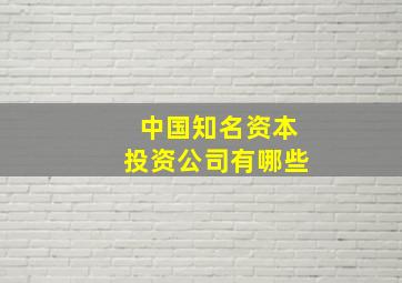 中国知名资本投资公司有哪些