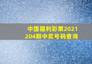 中国福利彩票2021204期中奖号码查询