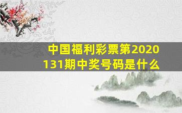 中国福利彩票第2020131期中奖号码是什么