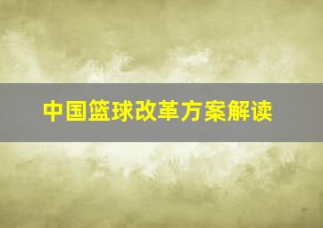 中国篮球改革方案解读