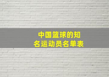 中国篮球的知名运动员名单表