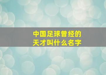 中国足球曾经的天才叫什么名字