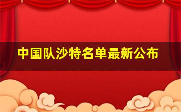 中国队沙特名单最新公布