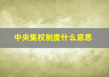 中央集权制度什么意思