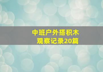 中班户外搭积木观察记录20篇