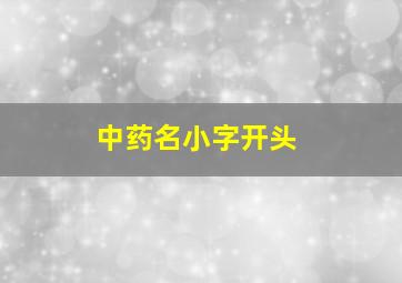 中药名小字开头