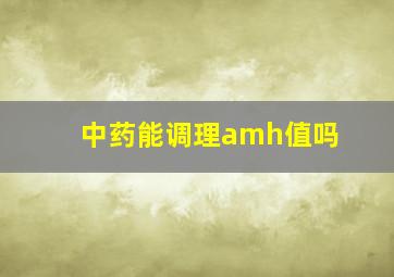 中药能调理amh值吗