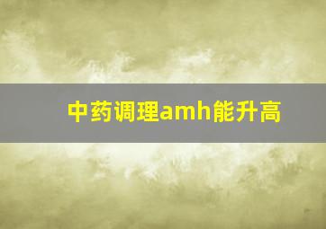 中药调理amh能升高