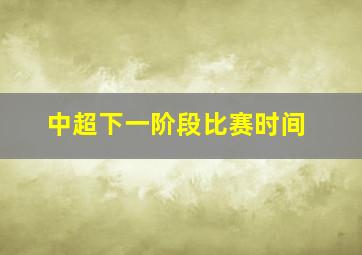 中超下一阶段比赛时间