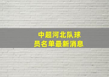 中超河北队球员名单最新消息