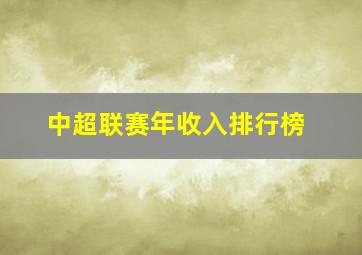 中超联赛年收入排行榜