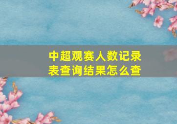 中超观赛人数记录表查询结果怎么查