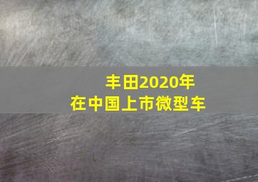 丰田2020年在中国上市微型车