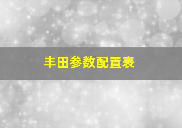 丰田参数配置表