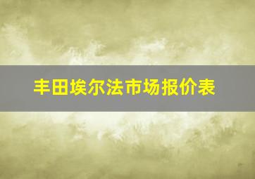 丰田埃尔法市场报价表