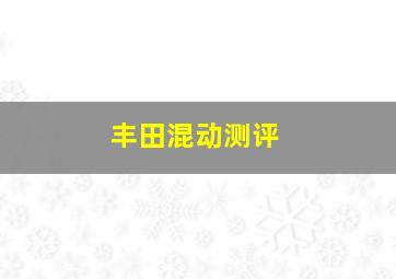 丰田混动测评