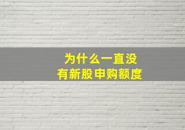 为什么一直没有新股申购额度