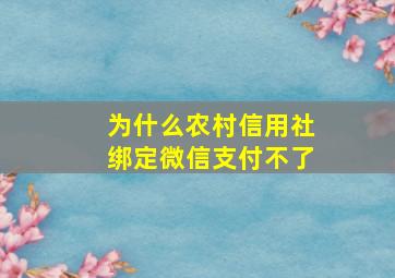 为什么农村信用社绑定微信支付不了