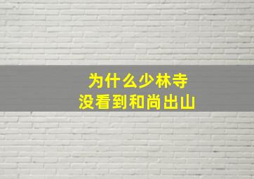 为什么少林寺没看到和尚出山