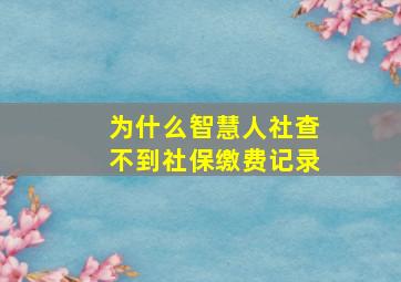 为什么智慧人社查不到社保缴费记录