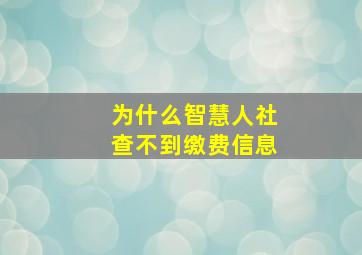 为什么智慧人社查不到缴费信息