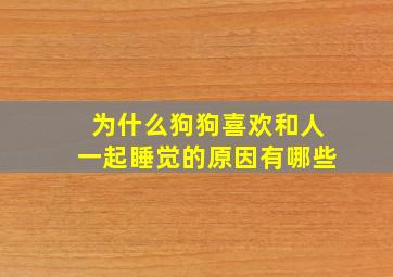 为什么狗狗喜欢和人一起睡觉的原因有哪些