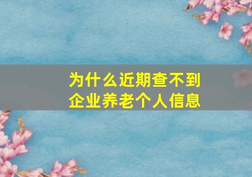 为什么近期查不到企业养老个人信息