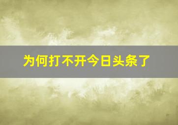 为何打不开今日头条了