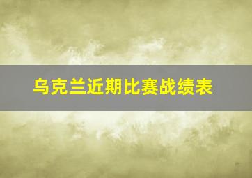 乌克兰近期比赛战绩表