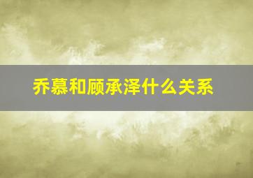 乔慕和顾承泽什么关系