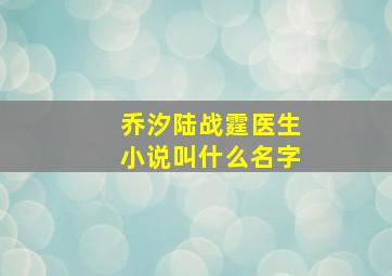 乔汐陆战霆医生小说叫什么名字