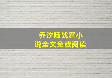 乔汐陆战霆小说全文免费阅读