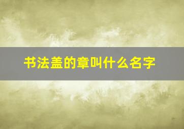 书法盖的章叫什么名字