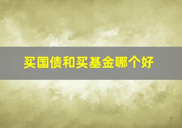 买国债和买基金哪个好