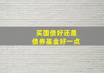 买国债好还是债券基金好一点