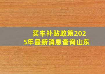 买车补贴政策2025年最新消息查询山东