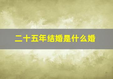 二十五年结婚是什么婚