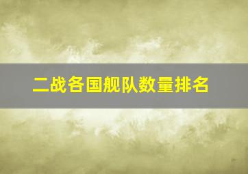 二战各国舰队数量排名