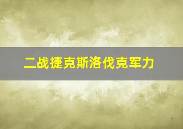 二战捷克斯洛伐克军力