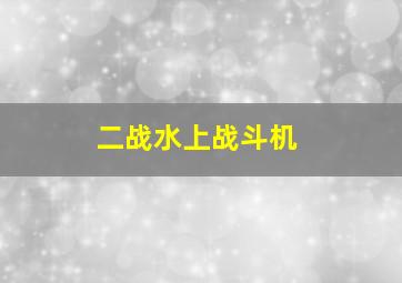 二战水上战斗机