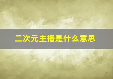 二次元主播是什么意思