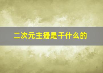 二次元主播是干什么的