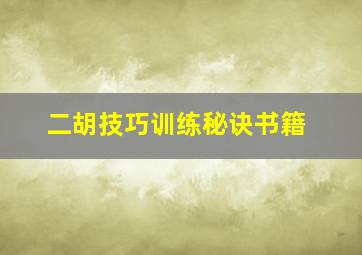 二胡技巧训练秘诀书籍