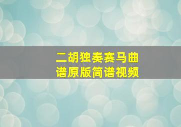 二胡独奏赛马曲谱原版简谱视频