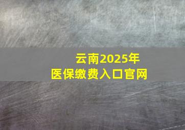 云南2025年医保缴费入口官网