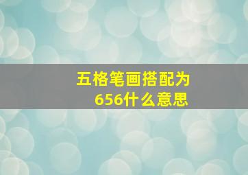 五格笔画搭配为656什么意思